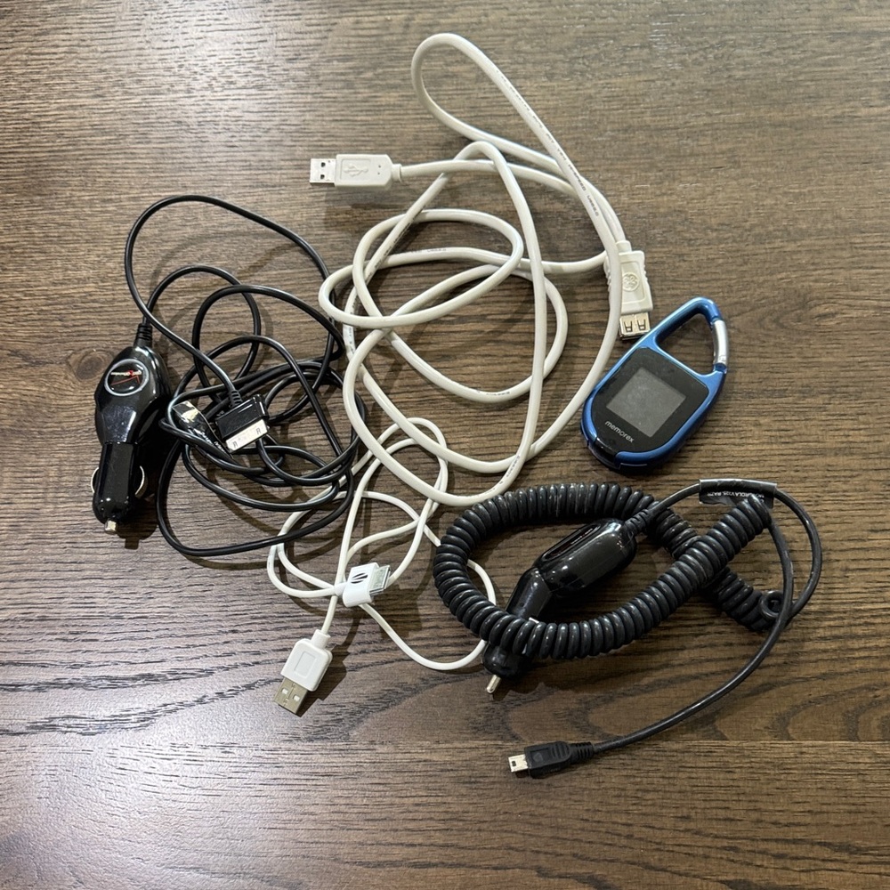 Assorted Charging Cable & Car Charger Bundle - White, Black, Blue